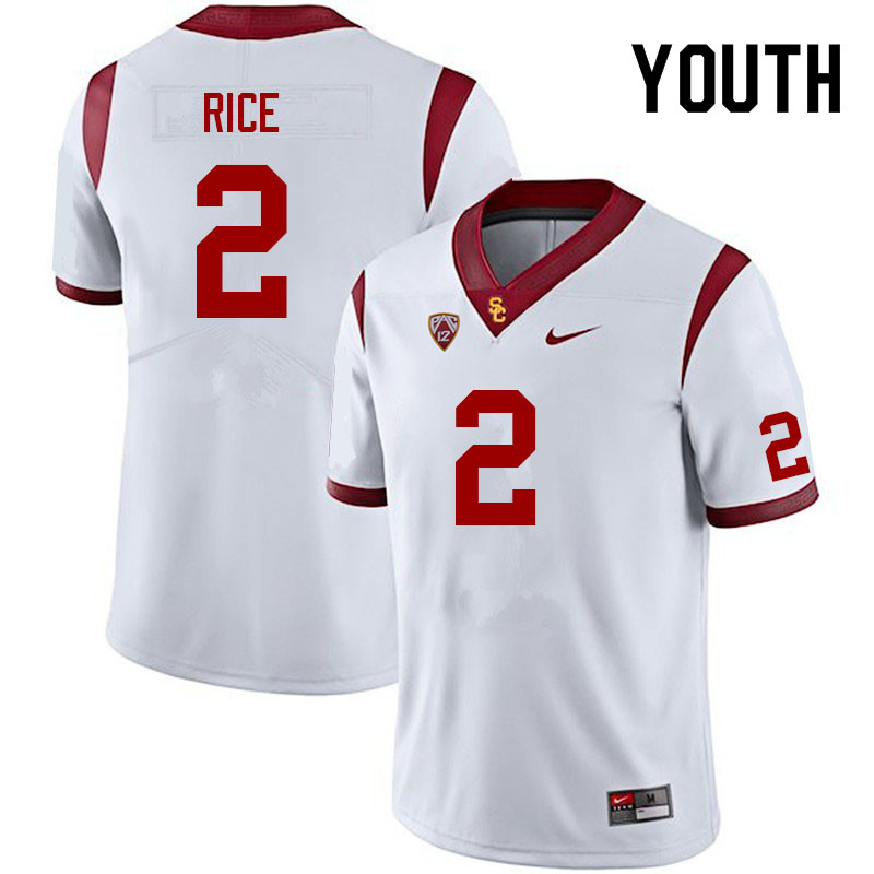 Youth #2 Brenden Rice USC Trojans College Football Jerseys Sale-White